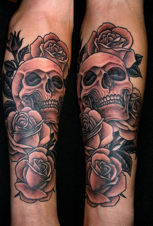 skull and rose tattoo