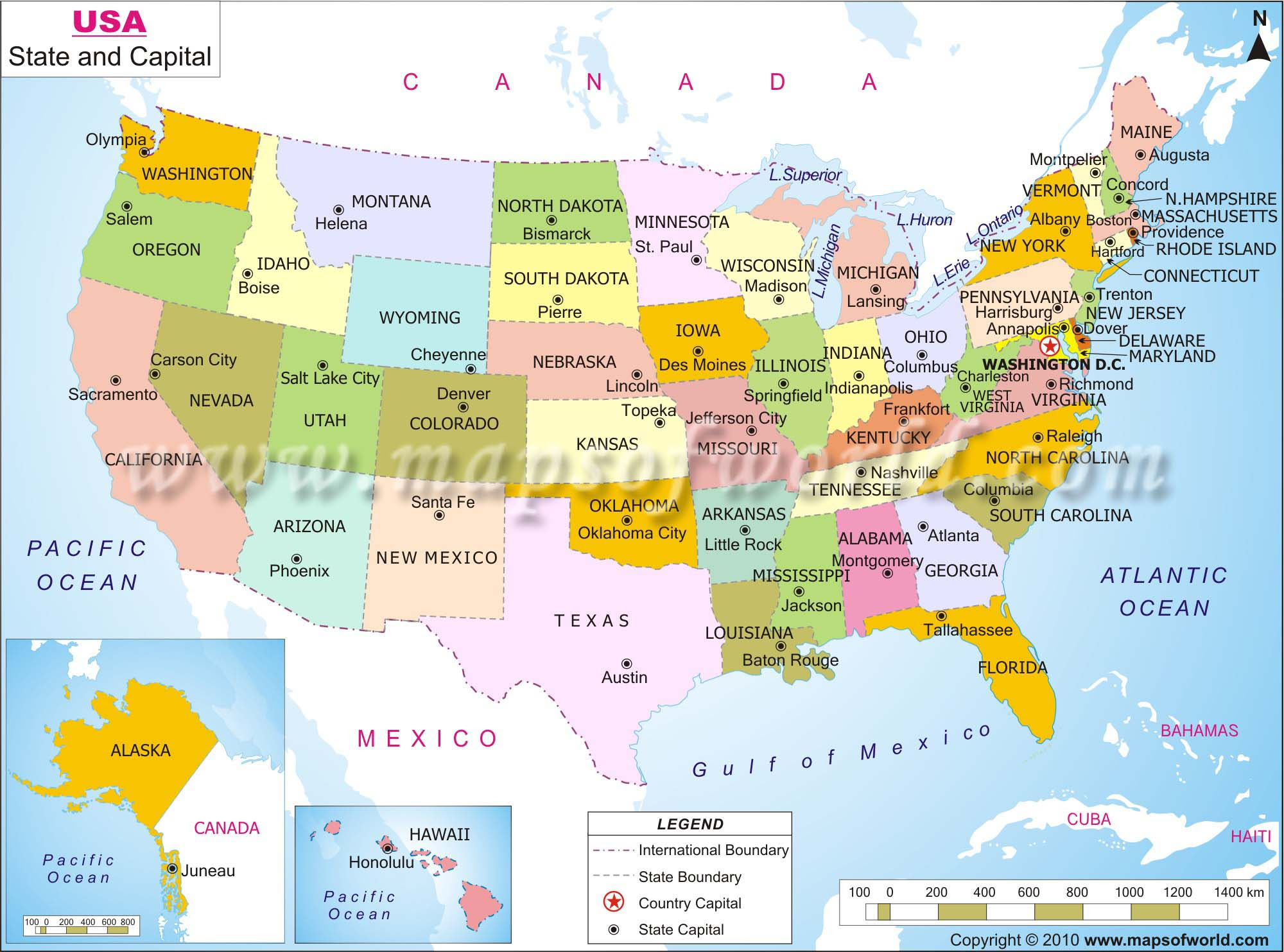 United States Map | US States Map with Capitals