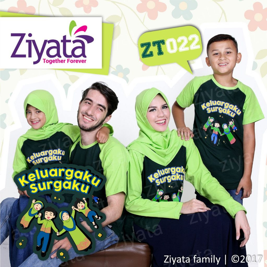 Kaos Couple Keluarga Lucu Terbaru Warna Hijau Ziyata Zt 022