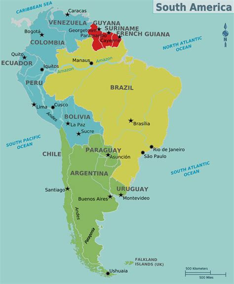 south america map  spanish   capitals crabtree valley mall map