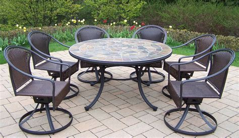 oakland living  pc patio dining set   stone topped