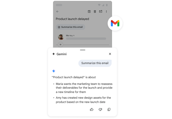 Gemini 帮助用户生成电子邮件摘要。