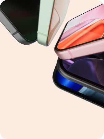 Five Android phones in black, green, and pink are positioned in the shape of an arch.