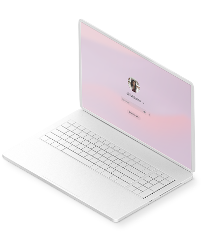 Laptop side view with a log-in screen