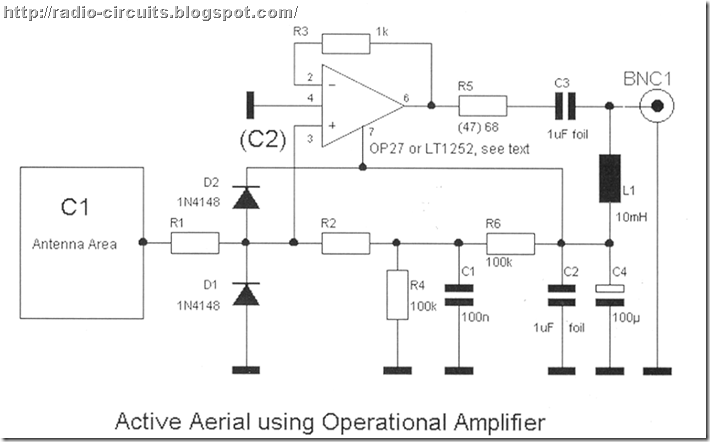 Radio Circuits Blog: Active Antenna using Operational Amplifier