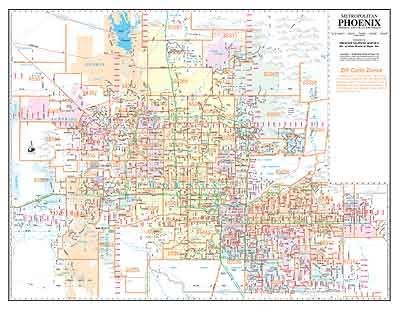 cd Garaga Shorp: Metro Phoenix AC Streets ZIP Code Wall Map Laminated ...