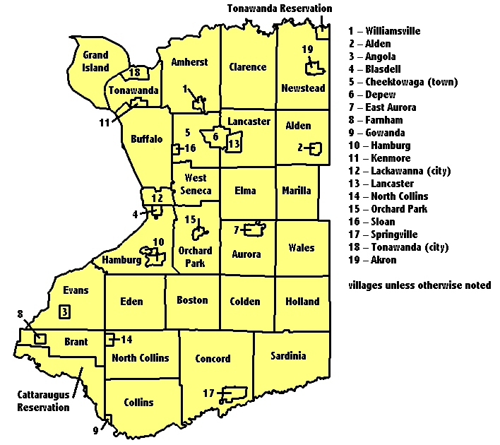 Town Map Of Erie County Ny