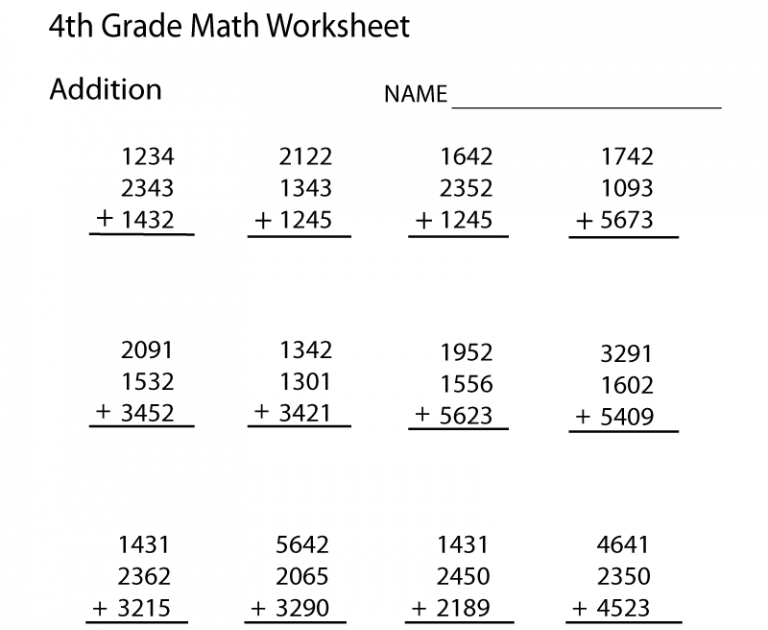 Math Drills For 4th Graders - Ruth Bandy's Free Math Worksheets