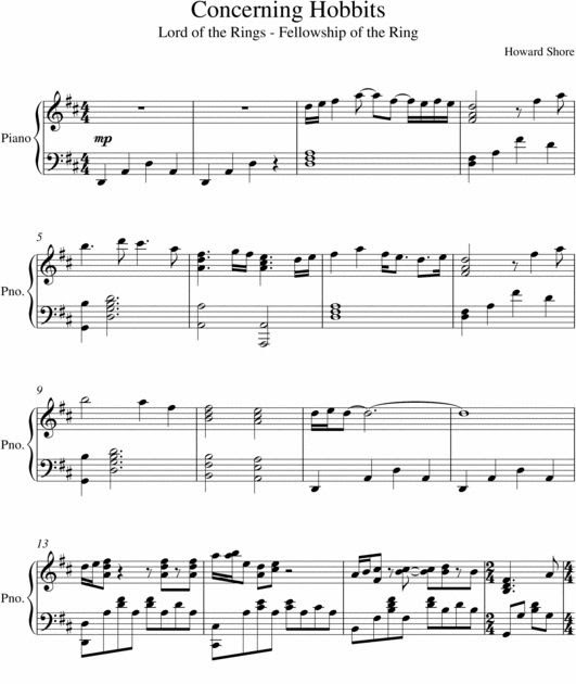 Lord Of The Rings Medley Piano Sheet Music - Sheet Music For Free