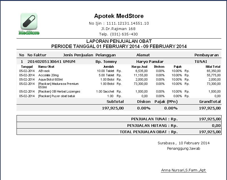 Contoh Faktur Penjualan Obat Sistem Penjualan Pada Apotek Pharingga ...