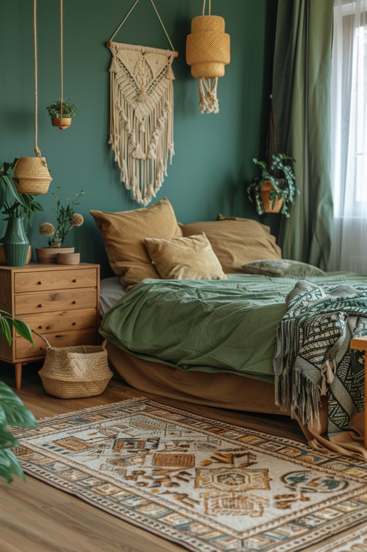 Green Boho Bedroom Ideas