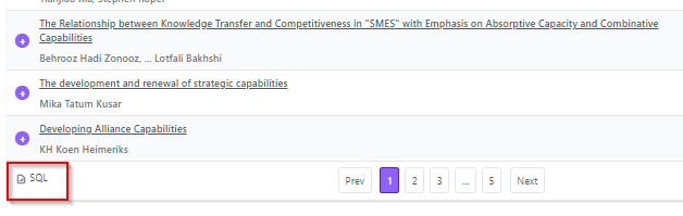 SQL button in inciteful