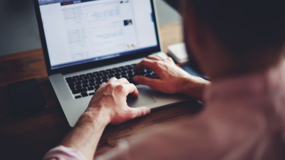 man working on a laptop