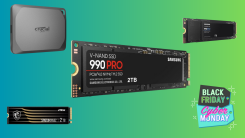 SSDs collaged on a background