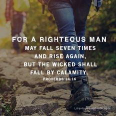 July 23, 2019 - For a righteous man may fall seven times and rise again, but the wicked shall fall by calamity.