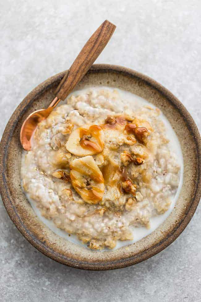 Steel Cut Oats - 6 Ways - healthy make-ahead steel cut oatmeal just perfect for busy mornings. Best of all, instructions to make in the Instant Pot pressure cooker or the stove-top and easy to customize with your favorite flavors. Flavors include Apple Cinnamon, Blueberry Almond, Carrot Cake, Peanut Butter Banana, Pumpkin and Strawberry Overnight Oatmeal.