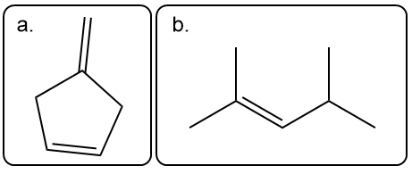 Structures of compounds for ozonolysis reaction in organic chemistry.