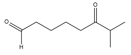 Chemical structure of a product from ozonolysis of an alkene with dimethyl sulfide.