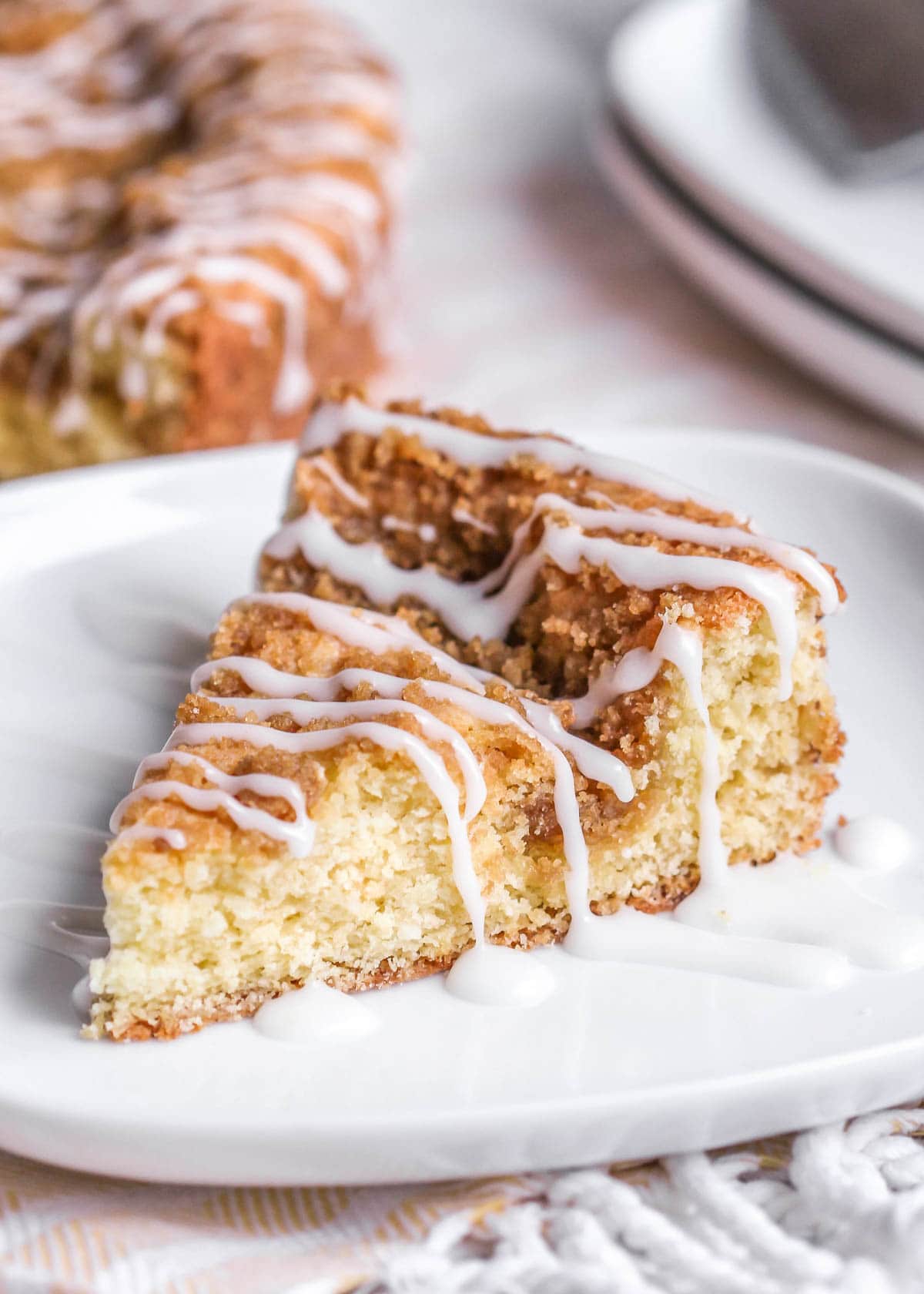 Cream cheese coffee cake recipe on plate