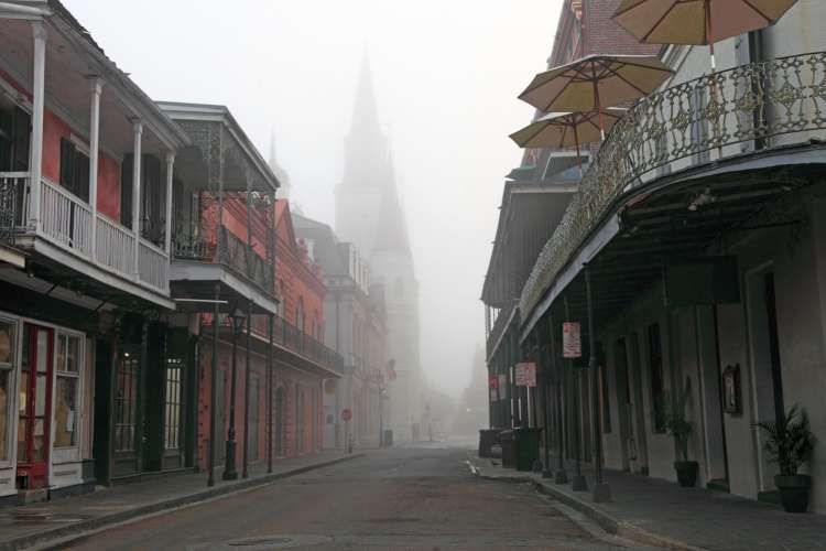 a foggy photo of french quarter