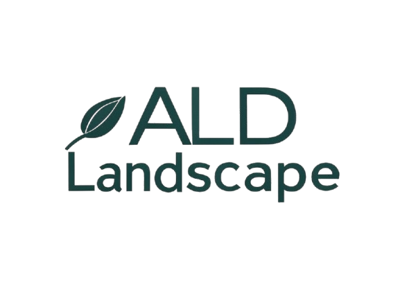 A logo for kg landscape with a tree in the background