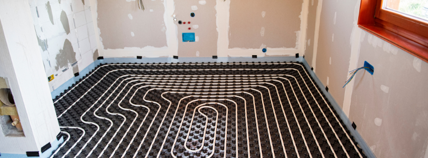 A room with a floor heating system installed by Tanguay Homes in Vermont. 