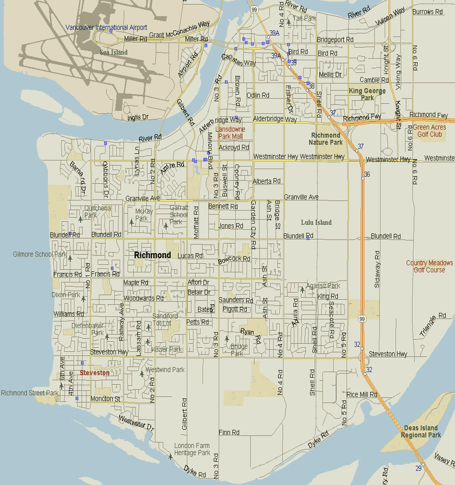 Richmond Map, British Columbia