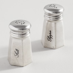 SMART IDEAS AND TIPS FOR ORGANIZING YOUR KITCHEN PANTRY |  Antique Silver Sentiment Salt & Pepper Shakers | www.AfterOrangeCounty.com | #Pantry #Kitchen #HomeOrganization #SaltShaker #PepperShaker