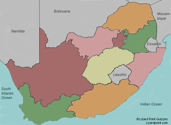 Test your geography knowledge - South Africa provinces | Lizard Point