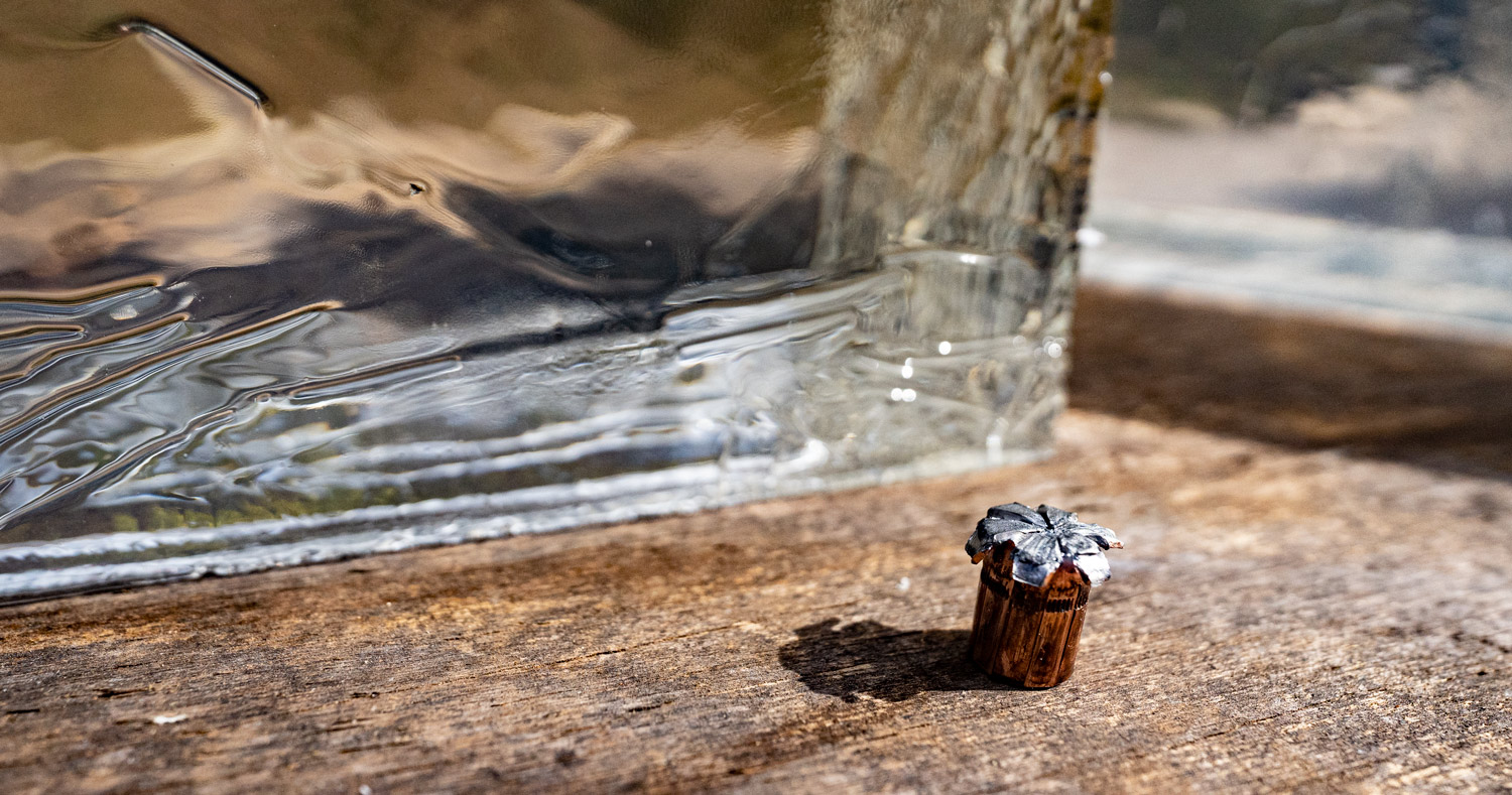 A 44 magnum bullet expanded after it was fired into ballistic gelatin