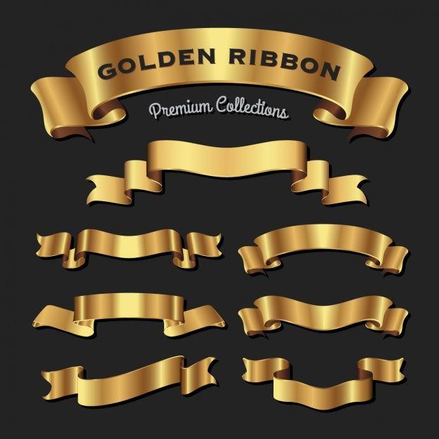 Gold Ribbon Logo - Golden ribbons collection Vector