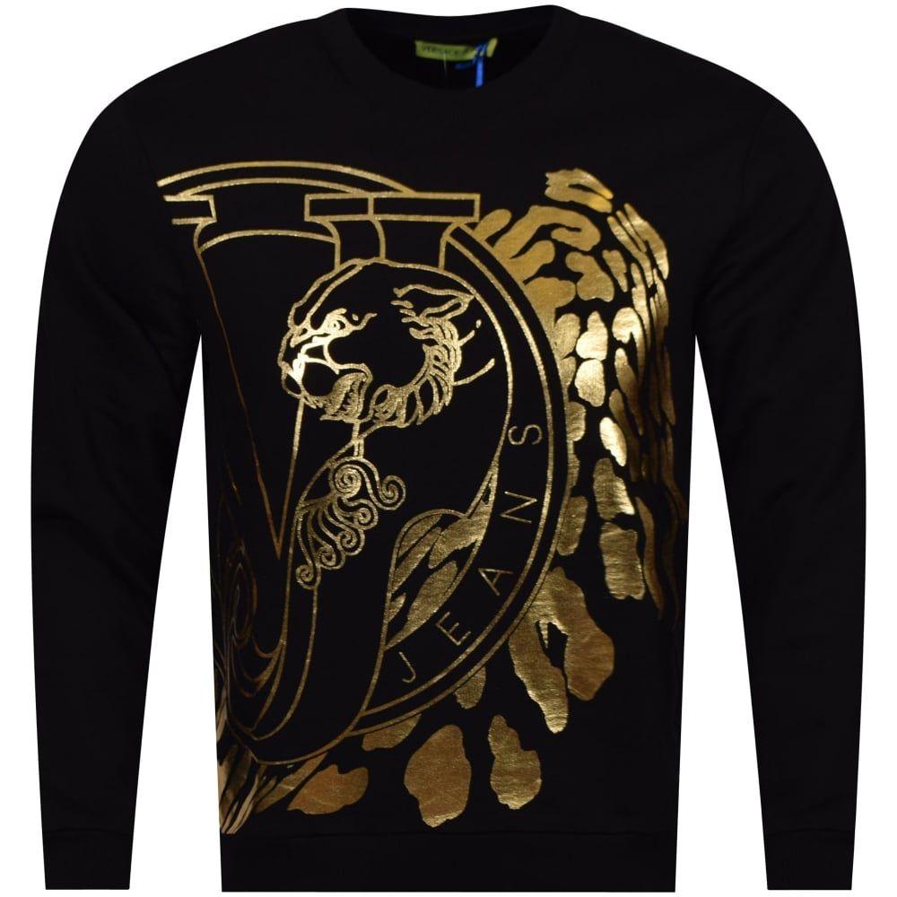 Versace Gold Logo - VERSACE JEANS Versace Jeans Black/Gold Logo Slim Sweatshirt - Men ...