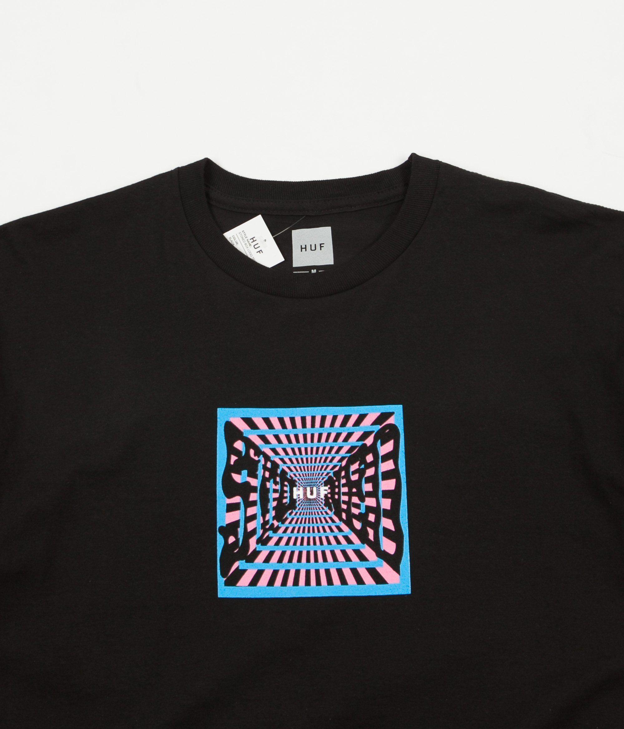 3 Black Box Logo - HUF Stoned Box Logo T-Shirt - Black | Flatspot