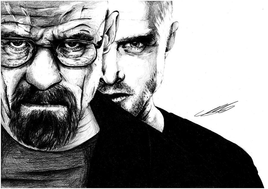 Breaking Bad Black and White Logo - Breaking Bad Walter White And Jesse Pinkman Drawing by Mike Sarda