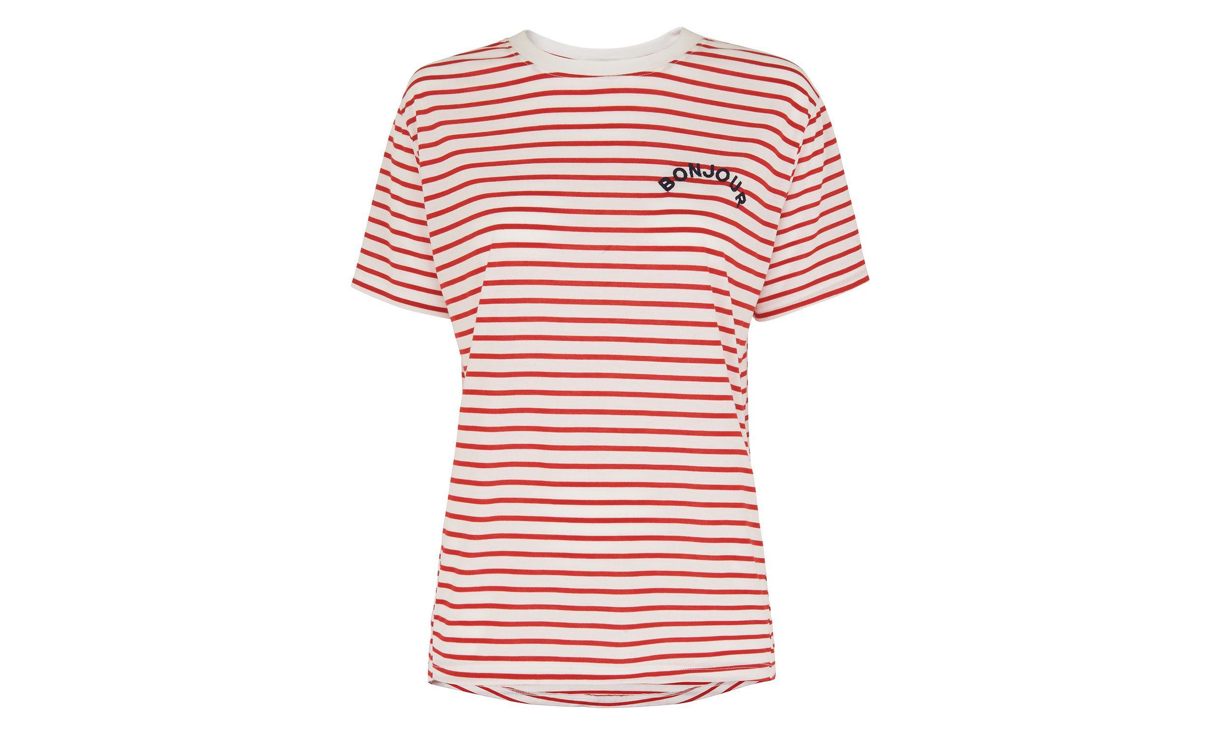 Bonjour Logo - Bonjour Embroidered Logo Tee, Red/Multi | WHISTLES