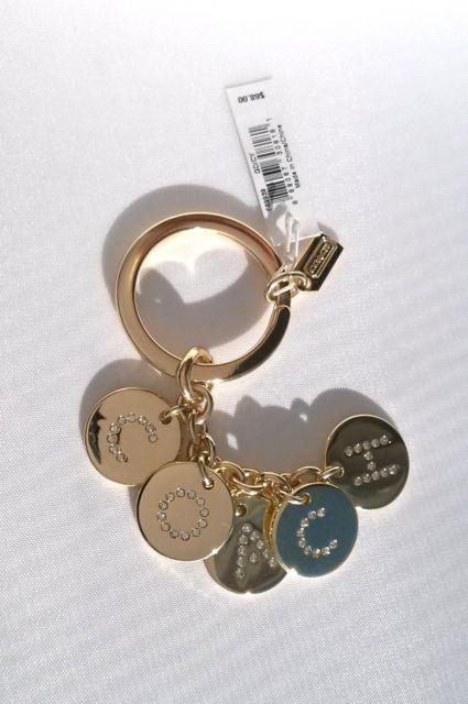 Coach Gold Logo - $68. COACH Gold Logo Key Ring Key Chain, Crystal Paved Charms F69939 ...