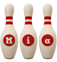 Mia bowling-pin logo