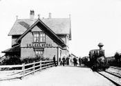 Personalet foran stasjonsbygningen mens Alvdal ennå het Lilleelvedal, 1894.