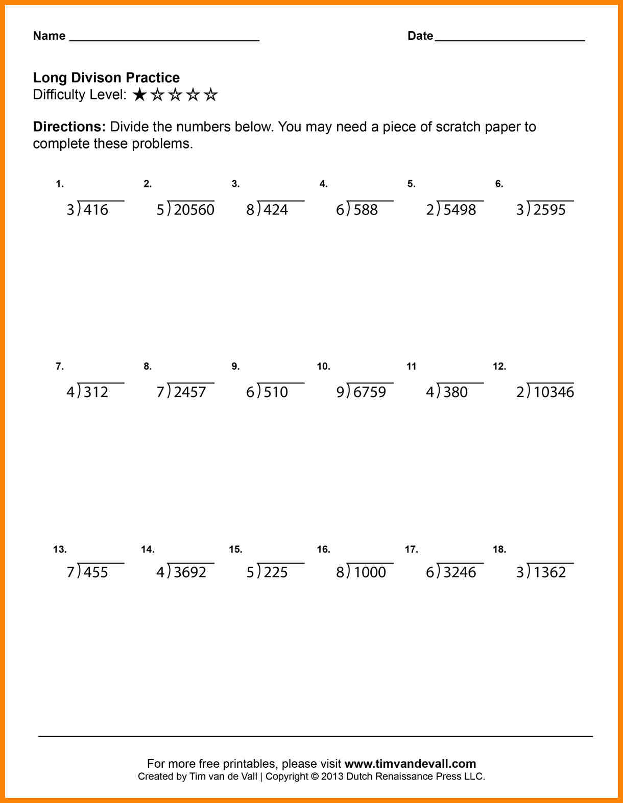 Division Sheets For Grade 5 Easy Worksheet