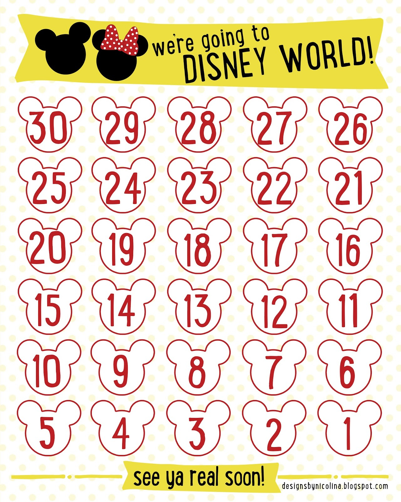 Designsnicolina: Disney Countdown! /// Free Printable ///