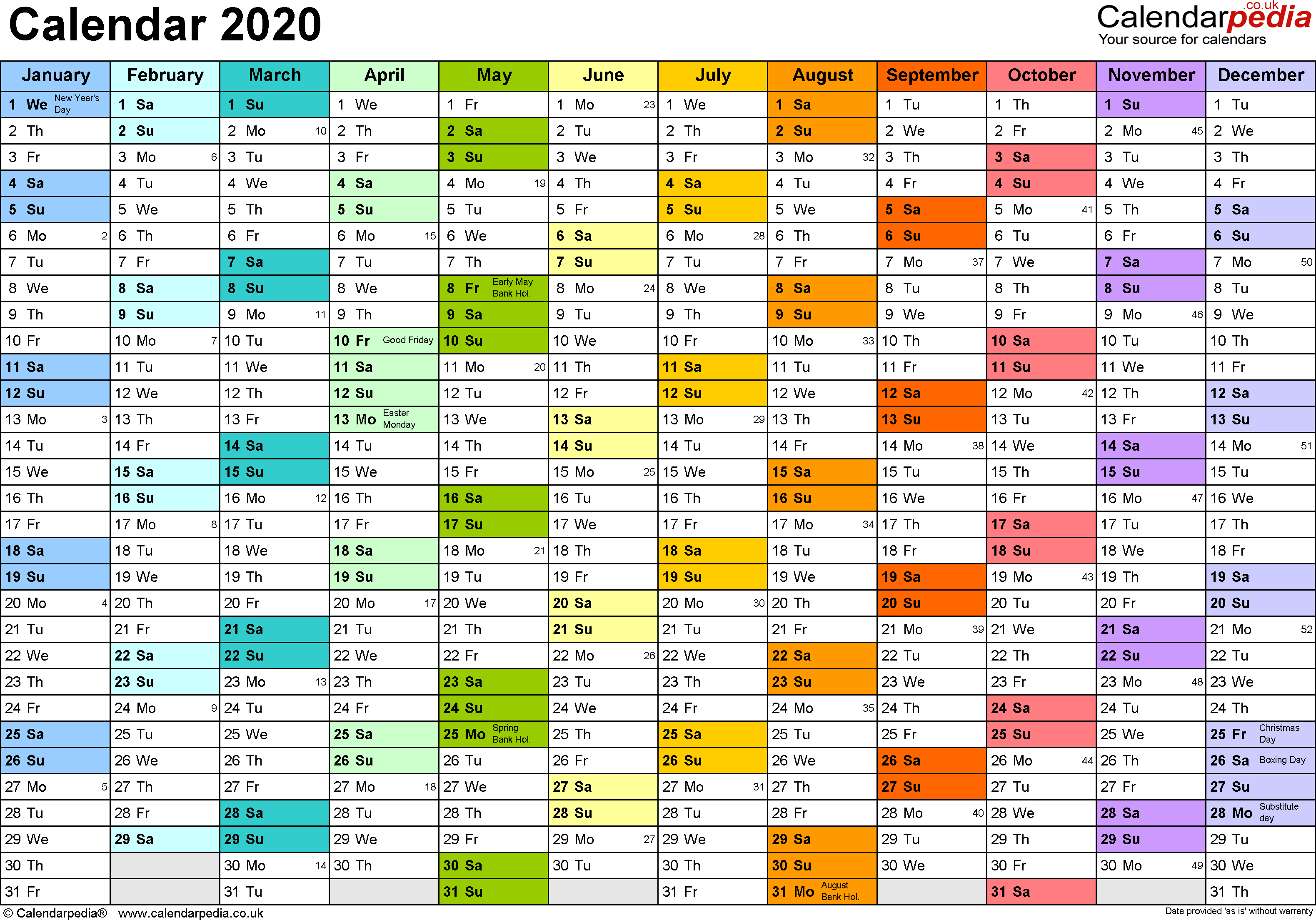 Excel Calendar Template 2020 6-Month A Page | Example Calendar Printable