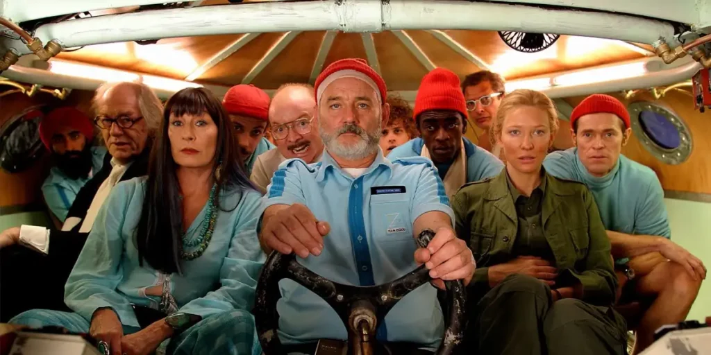 Bill Murray and the crew on a ship in the film THE LIFE AQUATIC WITH STEVE ZISSOU