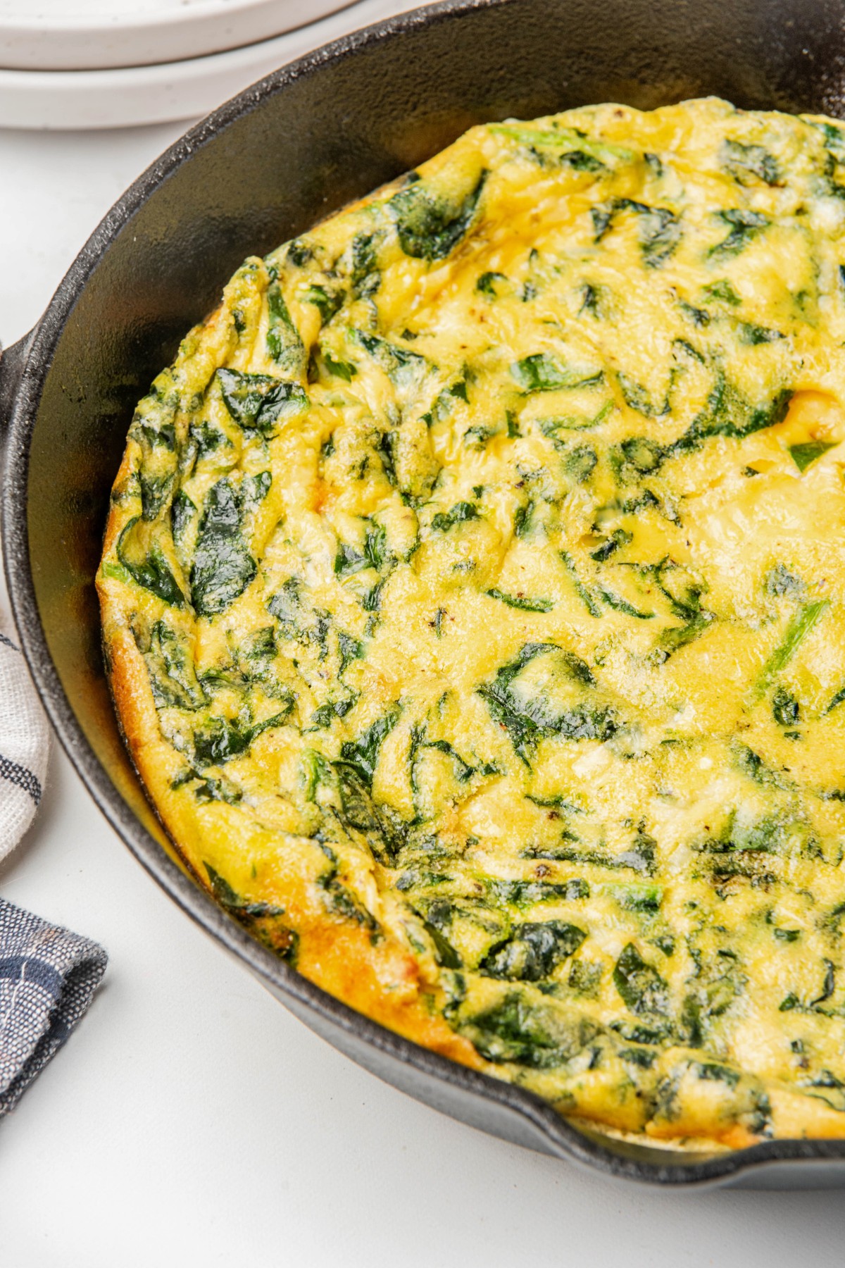 close up of spinach frittata recipe.