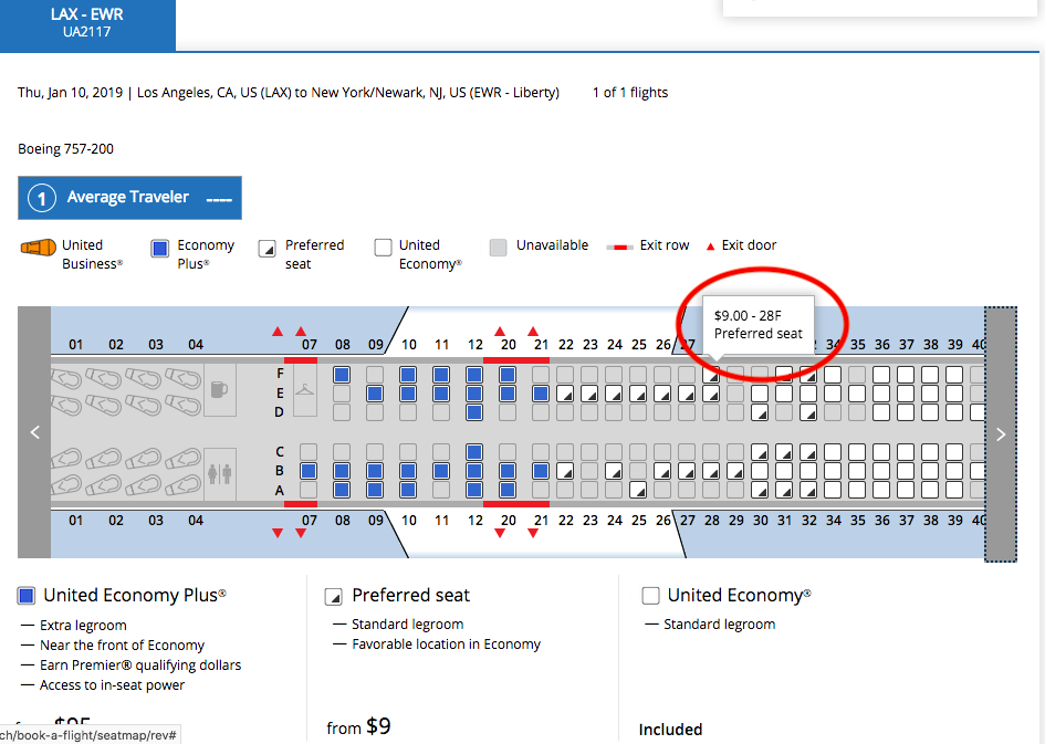 United Airlines Seat Selection Map