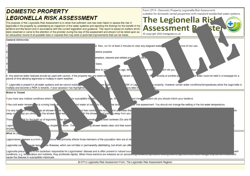 Legionella Risk Assessment Template Hse - Printable Templates