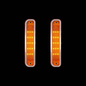 15 Amber LED Side Marker With Stainless Steel Trim For 1973-80 Chevrolet & GMC Truck, Amber Lens