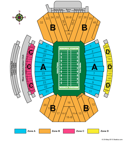 Memorial Stadium - Ne Seating Chart | Memorial Stadium - Ne Event ...