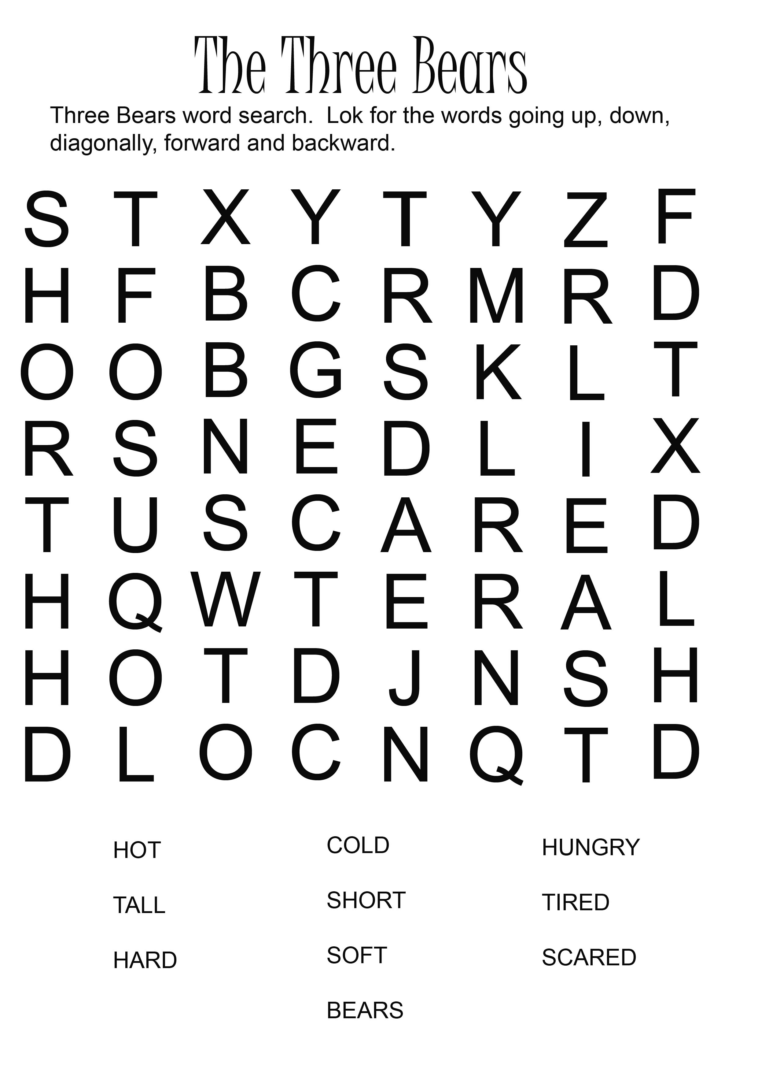 Large Print Word Search Free Printable