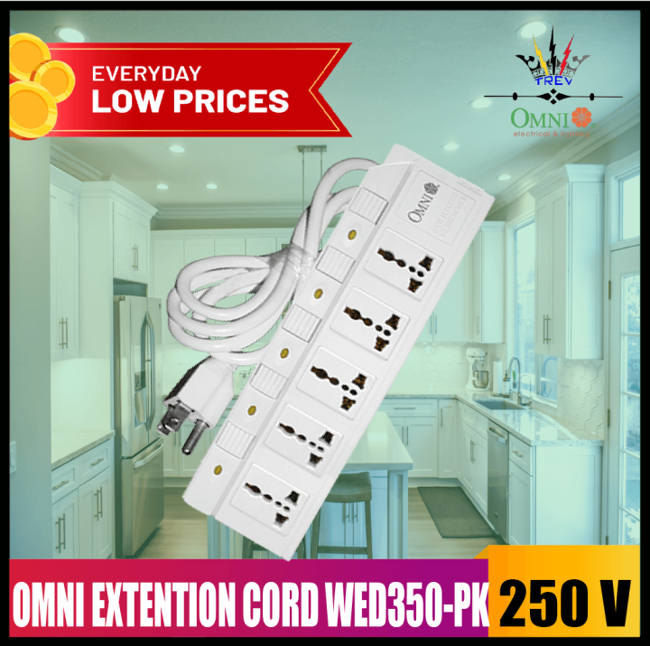 Trev Omni Extension Cord Set With Individual Switch 5gang Wed 350