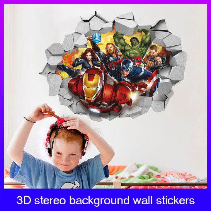 Ready Stock】Avengers Wall Sticker Captain America Hulk Iron Man Black Widow  Wall Sticker Children's Room Decoration Boy Children's Day Christmas  Present | Lazada